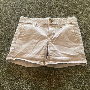 American Eagle Midi Stretch Khaki Shorts